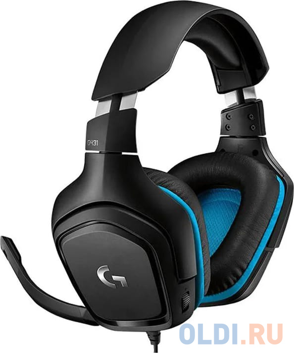 Наушники с микрофоном Logitech G431 черный/синий 2м мониторные оголовье (981-000772)