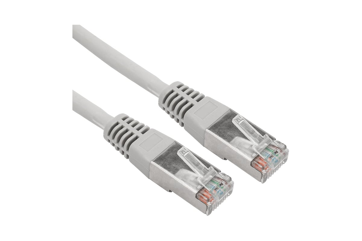 Патч-корд FTP кат.5e, 0.5 м, RJ45-RJ45, серый, экранированный, LSZH, REXANT (18-8001-1)