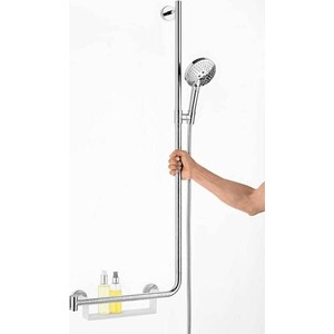 Душевой гарнитур Hansgrohe Raindance Select S 110 см правый с полочкой, белый/хром (26326400)