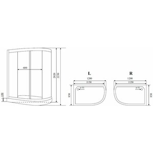 Душевая кабина Timo Standart 120х85х220 правая, стекло прозрачное (T-6602 B R)