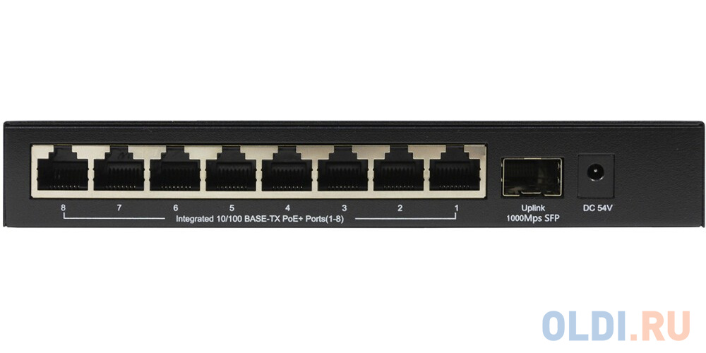 Unmanaged Switch 8x100Base-TX PoE, 1x1000Base-X SFP, PoE Budget 80W, metal case в Москвe