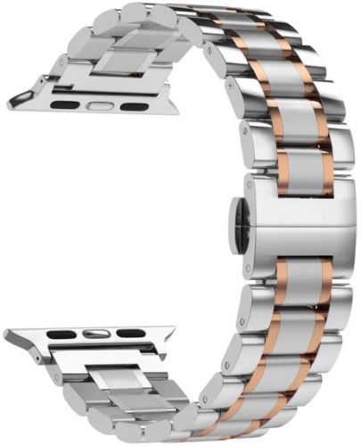 Ремешок Lyambda Cetus для Apple Watch, 38-40 мм, нержавеющая сталь, серебристый/розовое золото (DSG-25-40-SR)