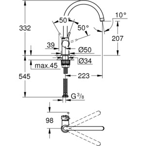 Смеситель для кухни Grohe BauClassic хром (31535001)