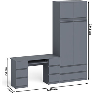 Комплект СВК Мори Стол компьютерный МС-2 + Шкаф МШ900.1 + Антресоль МА900.1, цвет графит в Москвe