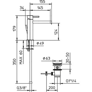 Смеситель для раковины Bossini Oki с донным клапаном, хром (Z005301.030)