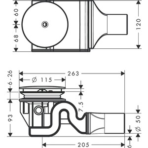 Сифон для душевого поддона Hansgrohe Raindrain 90 XXL хром (60067000)