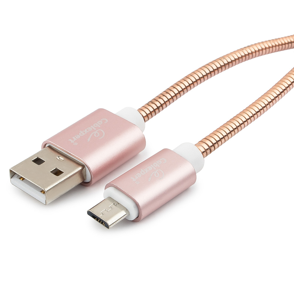 Кабель USB2.0(Am)-micro(BM), Cablexpert, 1m, золотистый, серия Gold, блистер (CC-G-mUSB02Cu-1M)
