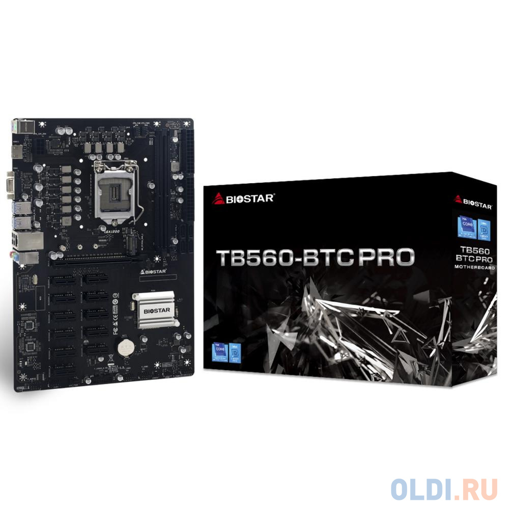 TB560-BTC PRO, Socket 1200, Intel®B560, 2xDDR4-2933, D-SUB+HDMI, 1xPCI-Ex16, 11xPCI-E16x1, 4xSATA3, 1xM.2, 8 Ch Audio, GLan, (2+4)xUSB2.0, (4+2)xUSB3.