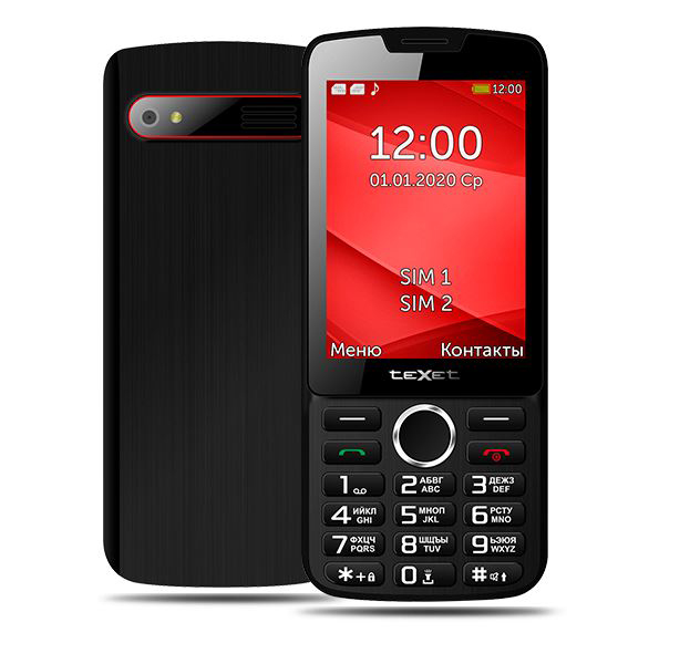 Мобильный телефон teXet TM-308 черный/красный
