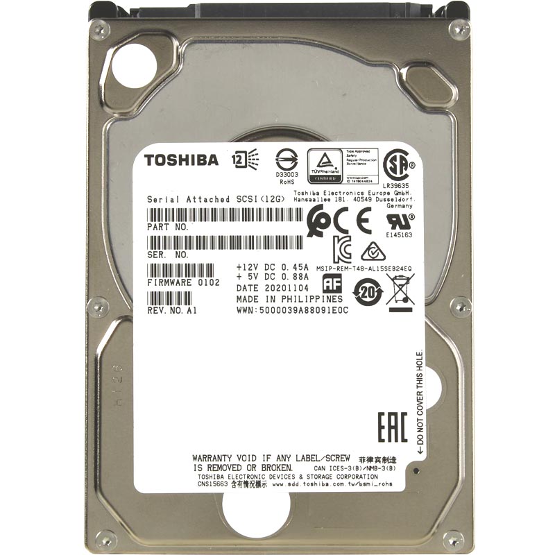 Жесткий диск (HDD) Toshiba 1.8Tb Enterprise, 2.5", 10K, SAS 12Gb/s (HEST10S3180-0030C)