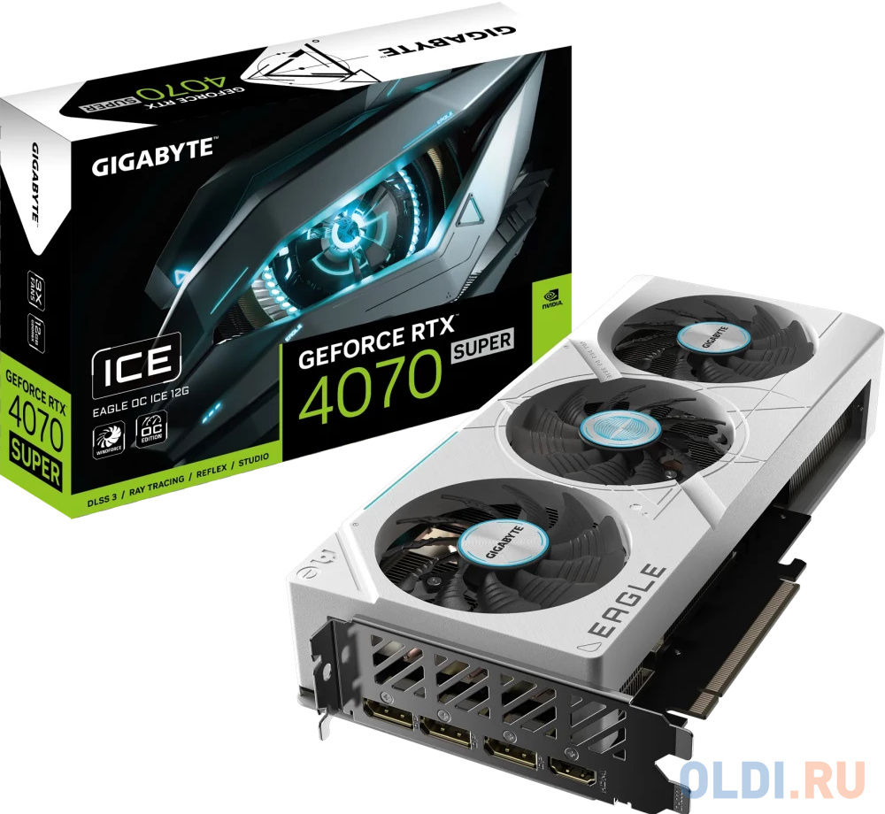 Видеокарта Gigabyte PCI-E 4.0 GV-N407SEAGLEOC ICE-12GD NVIDIA GeForce RTX 4070 Super 12Gb 192bit GDDR6X 2475/21000 HDMIx1 DPx3 HDCP Ret