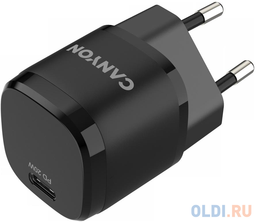 Canyon, PD 20W Input: 100V-240V, Output: 1 port charge: USB-C:PD 20W (5V3A/9V2.22A/12V1.66A) , Eu plug, Over- Voltage ,  over-heated, over-current and в Москвe