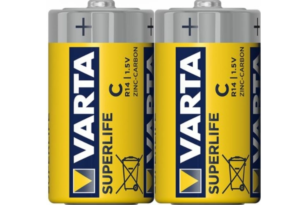 Батарея Varta SUPERLIFE, R14 C, 1.5V, 2 шт. (02014101302)