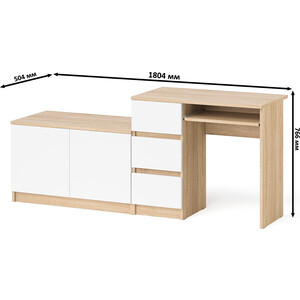 Стол компьютерный СВК Мори МС-6 левый + Тумба МА900.1, цвет дуб сонома/белый (1026842) в Москвe