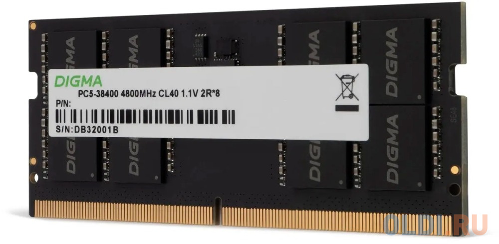 Память DDR5 16GB 4800MHz Digma DGMAS54800016S RTL PC5-38400 CL40 SO-DIMM 262-pin 1.1В single rank Ret