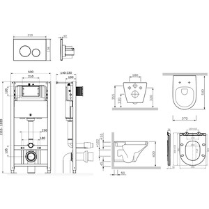 Комплект унитаза Am.Pm Inspire V2.0 Pro с инсталляцией, клавиша хром, сиденье микролифт (C50A1700SC, I012704.9051)