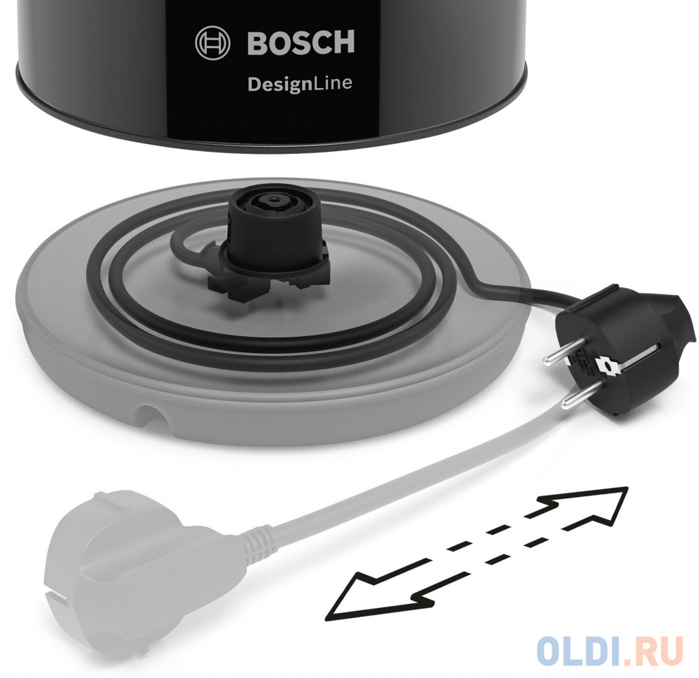 Чайник электрический Bosch TWK3P423 1.7л. 2400Вт черный (корпус: нержавеющая сталь)