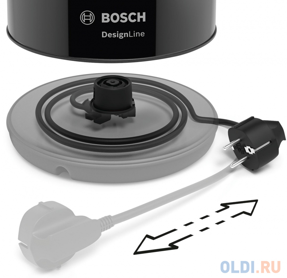 Чайник электрический Bosch TWK3P423 1.7л. 2400Вт черный (корпус: нержавеющая сталь) в Москвe