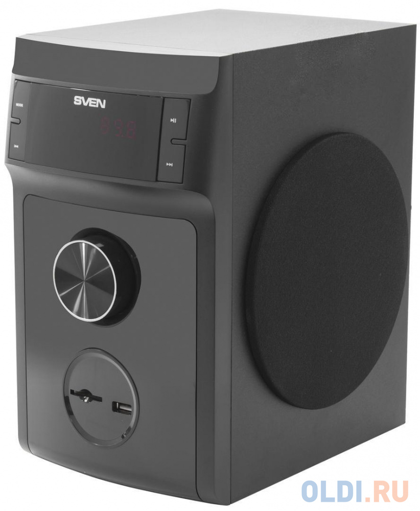 Колонки Sven MS-302 чёрные 2.1, FM,USB/SD, 2х10 Вт, ПДУ,Дисплей