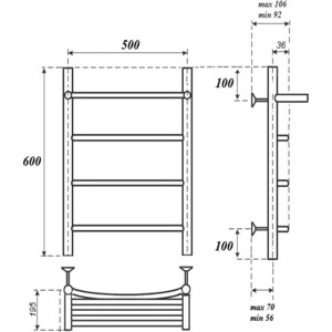 Полотенцесушитель электрический Point П3 500х600 с полкой хром (PN04156PE)