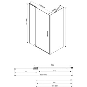 Душевой уголок Vincea Extra VSR-1E 90-100x90 тонированный, черный (VSR-1E901090CGB)