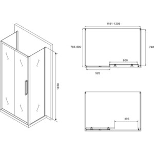 Душевой уголок Abber Schwarzer Diamant 120х80 прозрачный, черный (AG30120BH-S80B-S80B)