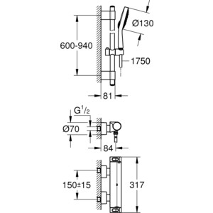 Термостат для душа Grohe Grohtherm 2000 с душем, хром (34482001)