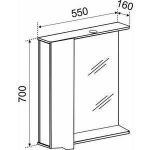 Зеркало-шкаф Emmy Агата 55х70 левый, с подсветкой, белый (agt55mir1-l)