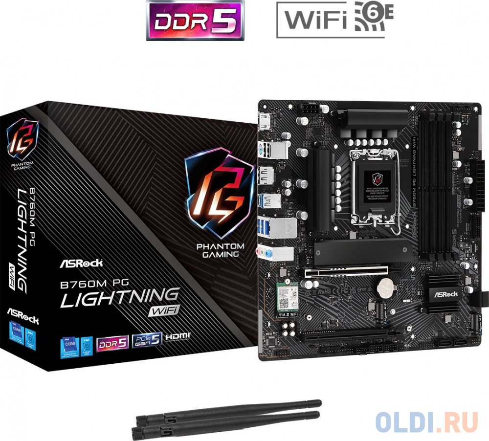 B760M PG LIGHTNING WIFI, Socket 1700, Intel®B760, 4xDDR5-4800, HDMI+DP, 2xPCI-Ex16, 1xPCI-Ex1, 4xSATA3(RAID 0/1/5/10), 3xM.2, 8 Ch Audio, 1x2.5GLan, ( в Москвe