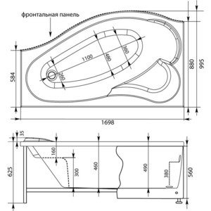 Акриловая ванна Aquanet Palma 170x100 L левая, с каркасом, без гидромассажа (205737)