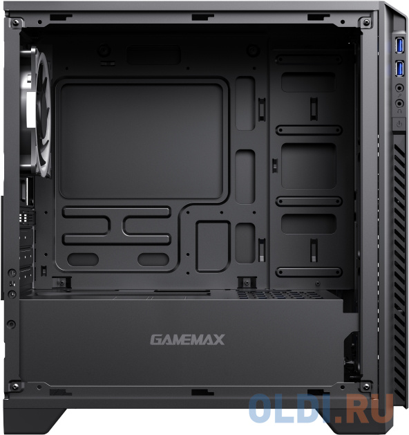 Компьютерный корпус, без блока питания mATX/ Gamemax M63 mATX case, black, w/o PSU, w/2xUSB3.0 +HD-Audio, w/1x12mm Blue LED fan (GMX-RF12B)