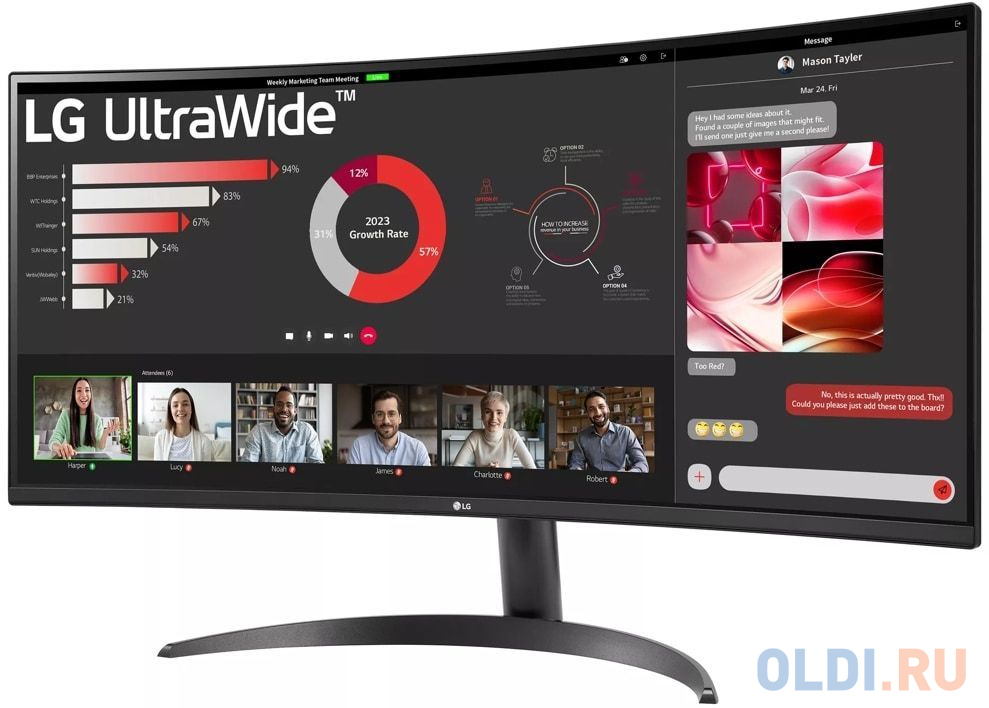 Монитор LG LCD 34WR50QC-B/ LG UltraWide 34WR50QC-B 34&quot; Curved VA monitor, 3440x1440, 300cd/m2, 21:9, 5мс (GtG), HDMIx2, DP, 100Hz, 178/178, FreeS