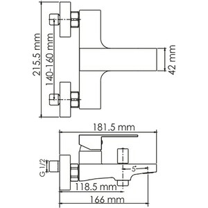 Смеситель для ванны Wasserkraft Abens черный soft-touch (2001) в Москвe