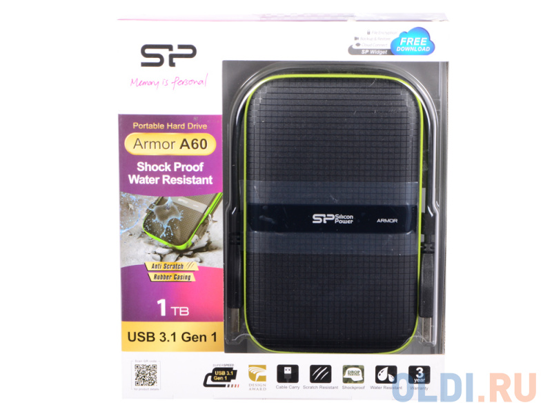 Внешний жесткий диск 2.5" USB3.0 1 Tb Silicon Power Armor A60 SP010TBPHDA60S3K черный