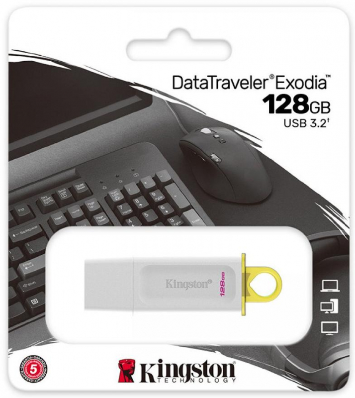 Флешка Kingston 128Gb DataTraveler Exodia, USB 3.2 gen.1, белый (KC-U2G128-5R)