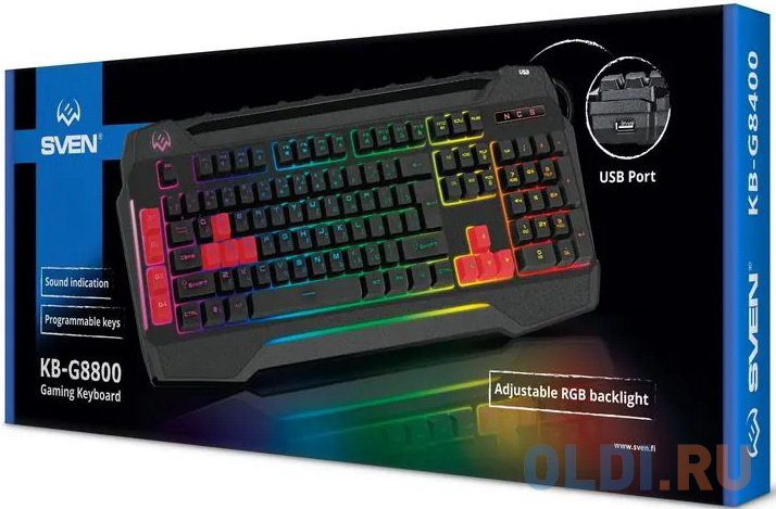 Игровая клавиатура SVEN KB-G8800 черная (USB, мембранная, 109 клавиш, RGB подсветка)