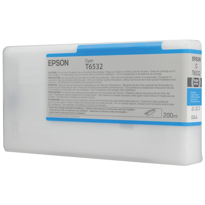 Картридж струйный Epson T6532 (C13T653200), голубой, оригинальный, объем 200мл, для Epson Stylus Pro 4900 / 4900 Design Edition в Москвe