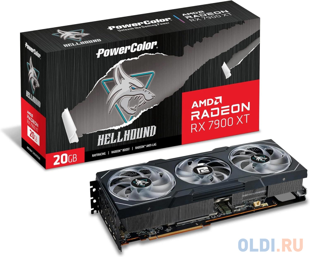 Видеокарта PowerColor PCI-E 4.0 RX7900XT 20G-L/OC AMD Radeon RX 7900XT 20Gb 320bit GDDR6 2025/20000 HDMIx1 DPx3 HDCP Ret