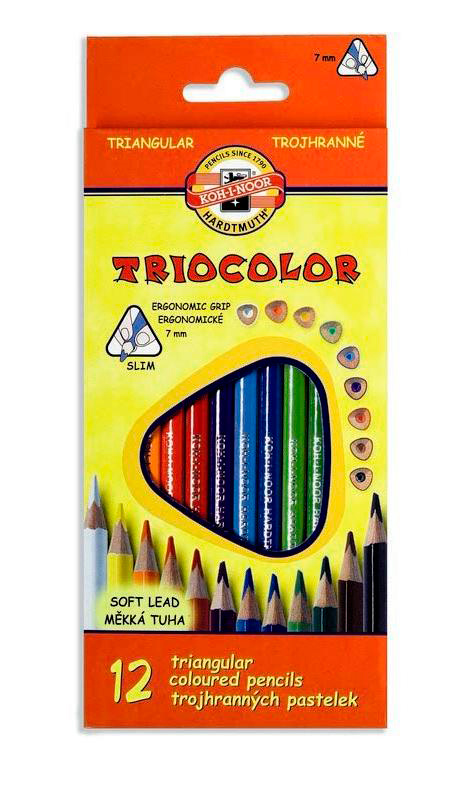 Набор цветных карандашей KOH-I-NOOR Triocolor 3132, шестигранные, 12 шт., заточенные (3132012004KSRV)