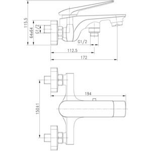 Смеситель на борт ванны Lemark Allegro (LM5914CW, LM8556CR)