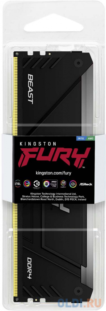 16GB DDR4 3200MHz DIMM FURY Beast Black RGB XMP KF432C16BB2A/16 CL16, 1.35V 288-pin Non-ECC