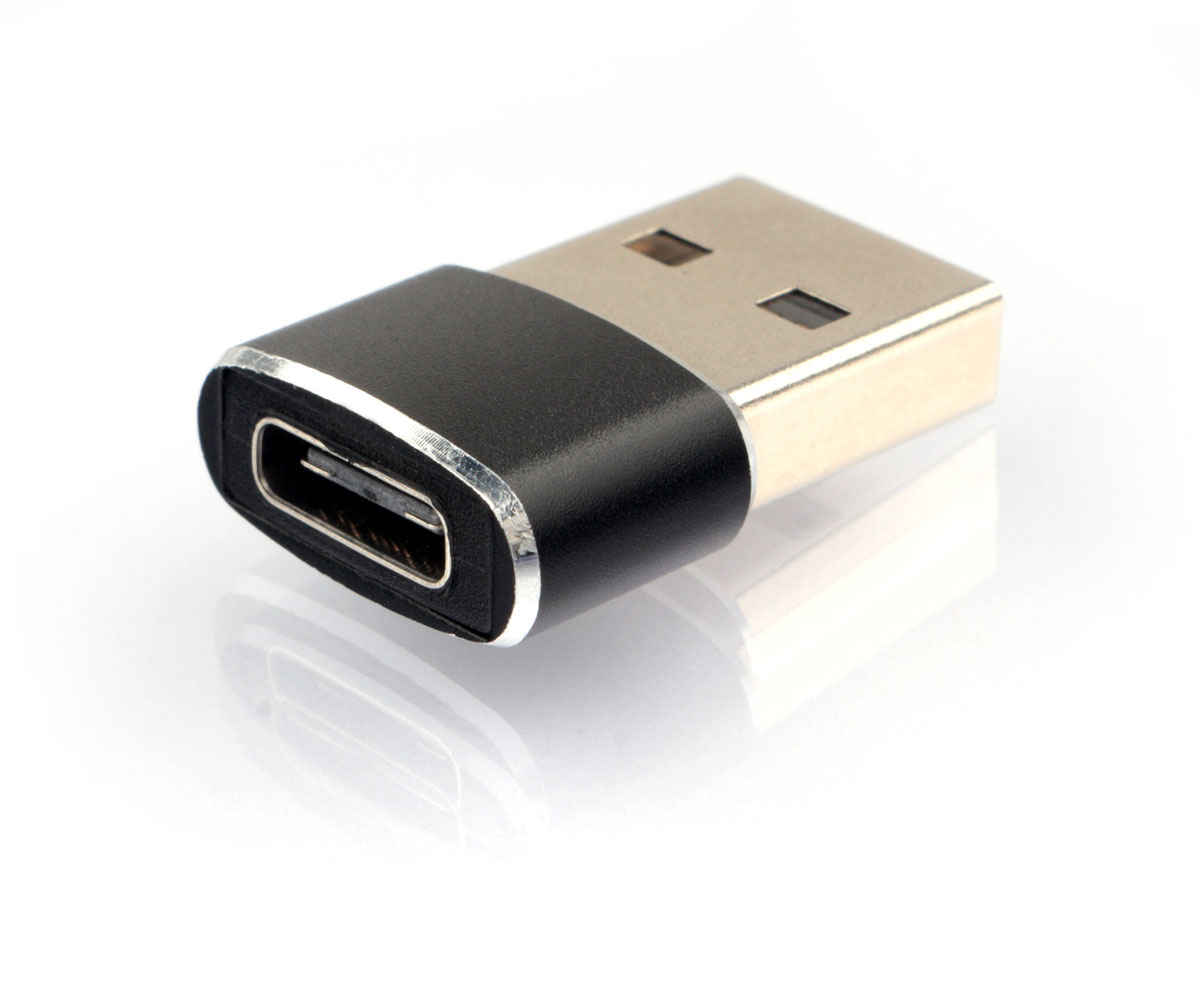 Переходник (адаптер) USB 2.0(Am)-USB 2.0 Type-C(f), черный Cablexpert (A-USB2-AMCF-02)