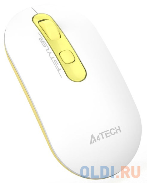 Мышь A4Tech Fstyler FG20 Daisy белый/желтый оптическая (2000dpi) беспроводная USB (4but)