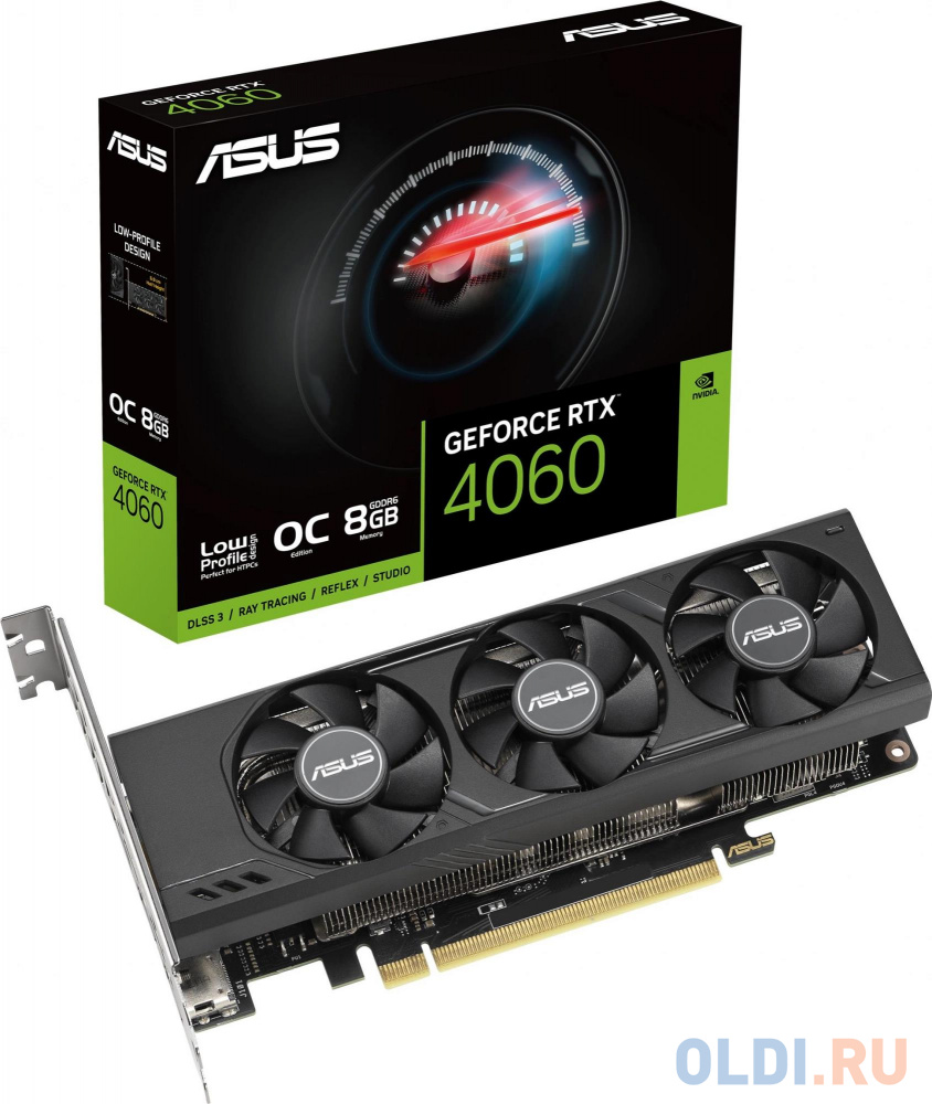 Видеокарта Asus PCI-E 4.0 RTX4060-O8G-LP-BRK NVIDIA GeForce RTX 4060 8Gb 128bit GDDR6 2490/17000 HDMIx2 DPx2 HDCP Ret low profile