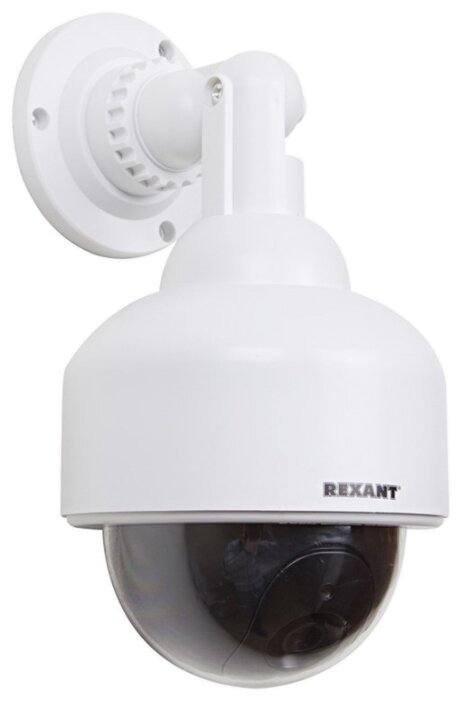 Муляж камеры видеонаблюдения REXANT 45-0200, купольная, LED, 2xAA, белый