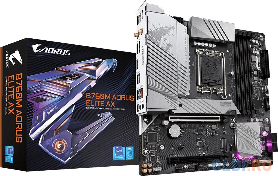 Материнская плата Gigabyte B760M AORUS ELITE AX Soc-1700 Intel B760 4xDDR5 mATX AC`97 8ch(7.1) 2.5Gg RAID+HDMI+DP в Москвe