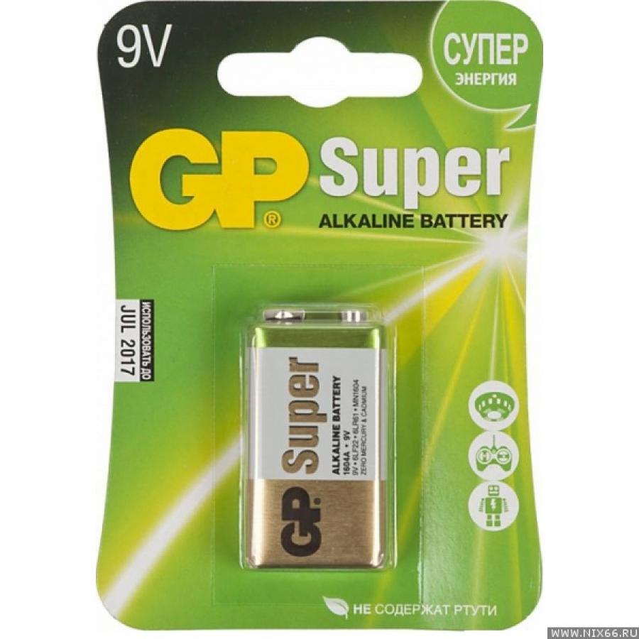 Батарейка GP Super Alkaline 1604A 6LR61 "Крона" 9V 550mAh (1шт.)