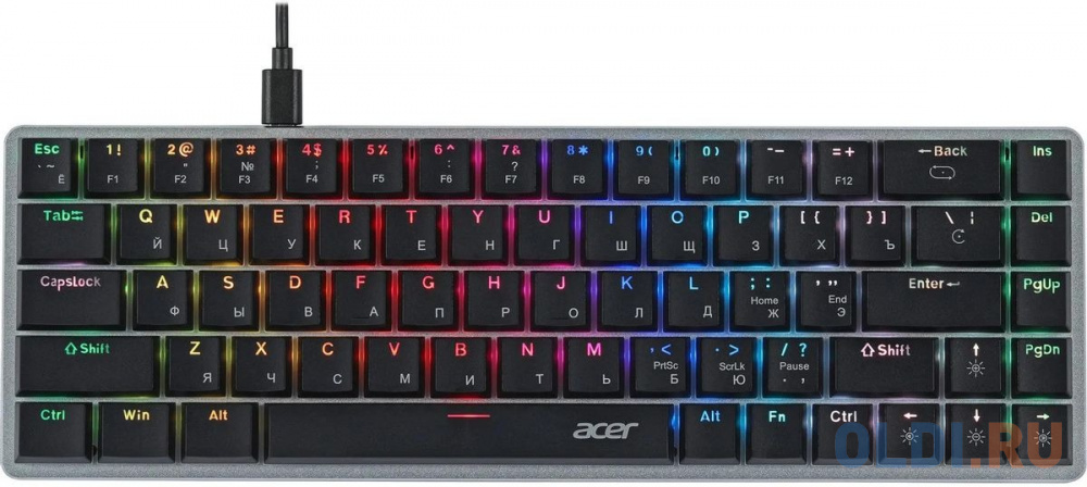 Клавиатура Acer OKW302 механическая серебристый USB for gamer LED (ZL.KBDCC.01C)