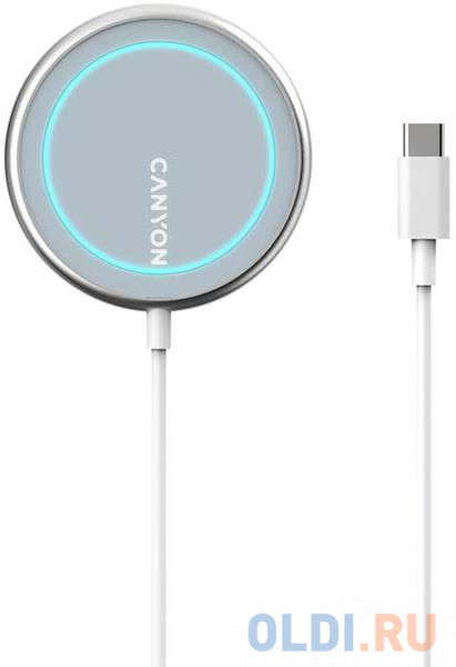 CANYON WS-100 Wireless charger, Input 9V/2A, 9V/2.7A, 12V/2A, Output 15W/10W/7.5W/5W, Type c cable length 1.5m, Acrylic surface+Aluminium alloy edge, в Москвe