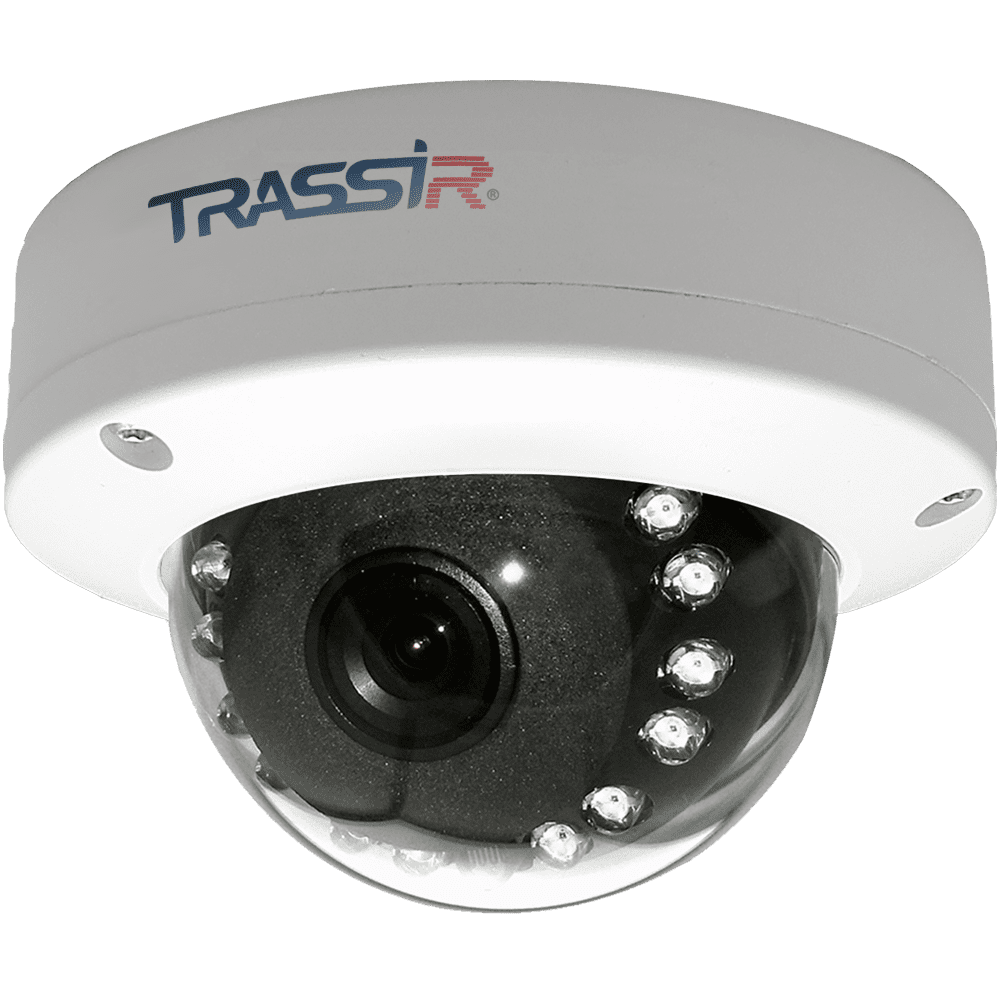 IP-камера Trassir TR-D2D5 v2 3.6 мм, уличная, купольная, 2Мпикс, CMOS, до 1920x1080, до 25 кадров/с, ИК подсветка 15м, POE, -40 °C/+60 °C, белый (TR-D2D5 v2 3.6)